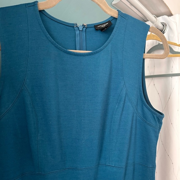 Anne Taylor Women's Blue Knit Sleeveless Dress with Zipper Back and Hook NWOT - Picture 2 of 12
